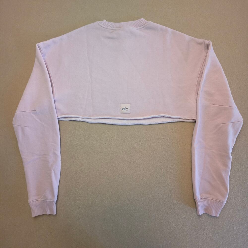 Alo Yoga Extreme Cropped Pullover Sweatshirt Top Pink Sz Medium - Picture 3 of 6